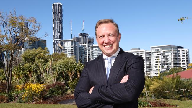 Queensland Premier Steven Miles at the site of Brisbane Arena in the Roma Street Parkland. Picture: Annette Dew