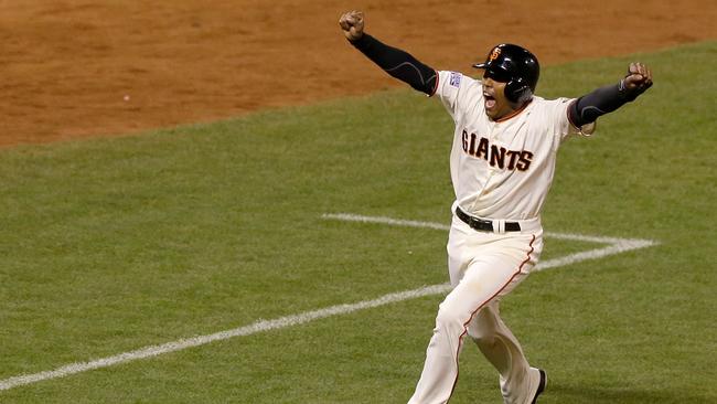 Joaquin Arias and his San Francisco Giants teammates won through to the World Series from the wildcard round.