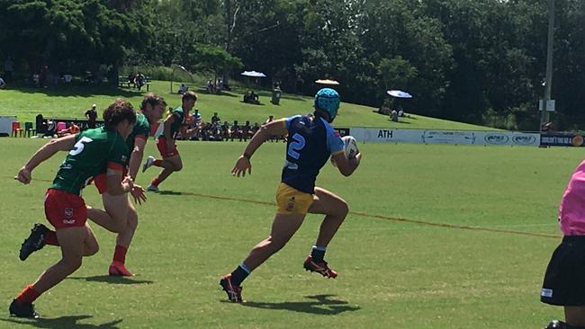 Norths winger Hosea Kedzlie takes an intercept.