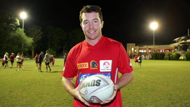 The perpetually 25-year-old looking Paul Green poses at his first Broncos training session in 2004. Picture: Bruce Long