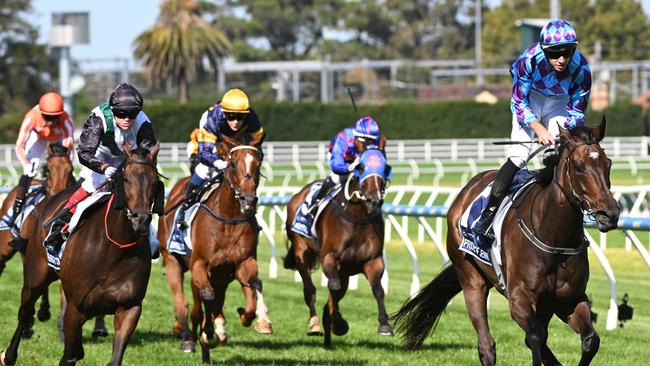 Mr Brightside (left) was unable to reel in Pride of Jenni in the All-Star Mile last month. Picture: Vince Caligiuri/Getty Images