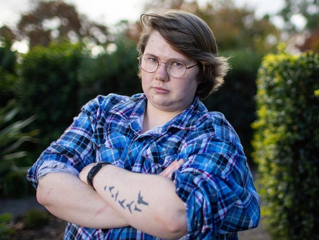 Prominent Victorian detransitioner Mel Jeffries says if the government does not reconsider its model of care, it will be hit with ‘a tidal wave of legal cases’. Picture: Mark Stewart