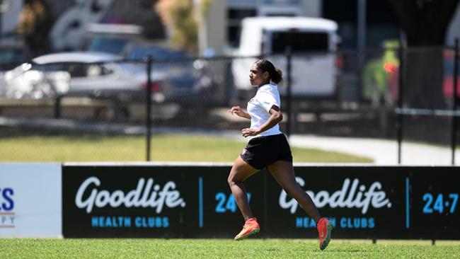 Rebecca Sepon, 16, scored a milestone when she became the first girl from Weipa to play for a Queensland Country rugby league representative team as a key player in the Queensland Under 17 Country Girls line up. Picture: Supplied