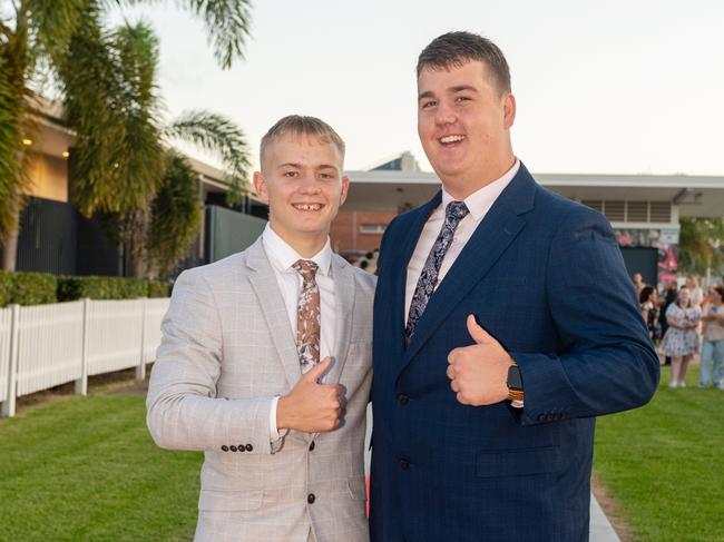 Hayden Blackburn and Jack Windsor at Mackay State High School formal 2022.Picture: Michaela Harlow