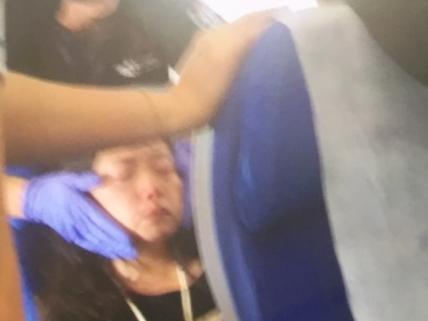 Pictures taken on board China Eastern flight from Beijing after air turbulence. Ten were treated form minor injuries at Sydney Airport.