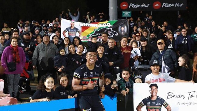 A host of family and friends were on hand to see To’o make his NRL debut.