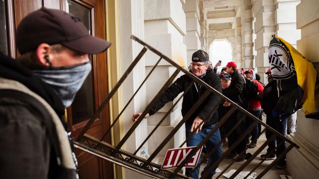 A pro-Trump mob chanted ‘hang Mike Pence!’ as they desecrated the Capitol on January 6, 2021. Picture: Jon Cherry/Getty Images