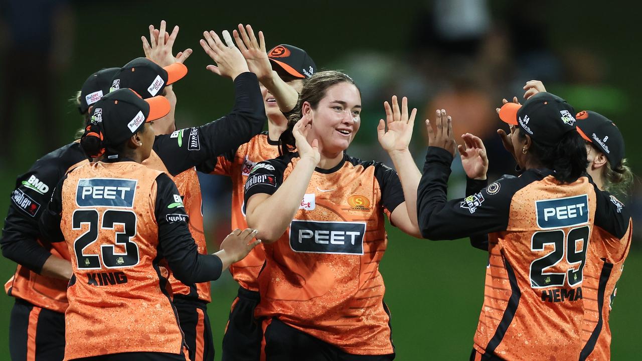 Chloe Ainsworth was named player of the match after she removed both openers in the big win over the Thunder. Picture: Matt King/Getty Images