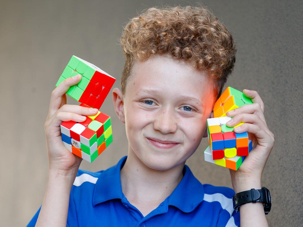 South Australian student Franklin Oliver, Year 5, took home the Primary sports story (video) prize for his entry, filmed on location in Queensland for the Speedcubing AusNats2023. Picture: Matt Turner