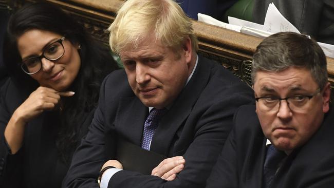 Boris Johnson waits to hear the result of the vote. Picture: AP.