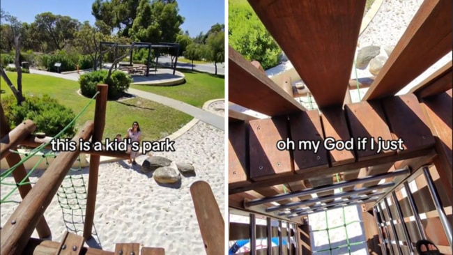 'Suicide': A TikTok of a dad has gone viral on a playground. Picture: TikTok