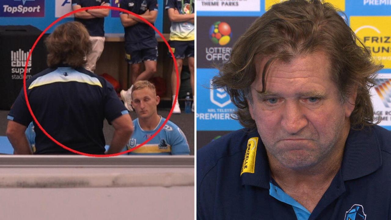 Winless Titans coach Des Hasler has delivered an almighty spray in the sheds after his side were thrashed again on Saturday night.