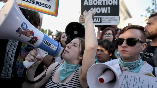 Anti-abortion rights demonstrators in front of the US Supreme Court Building in Washington. Picture: Getty Images