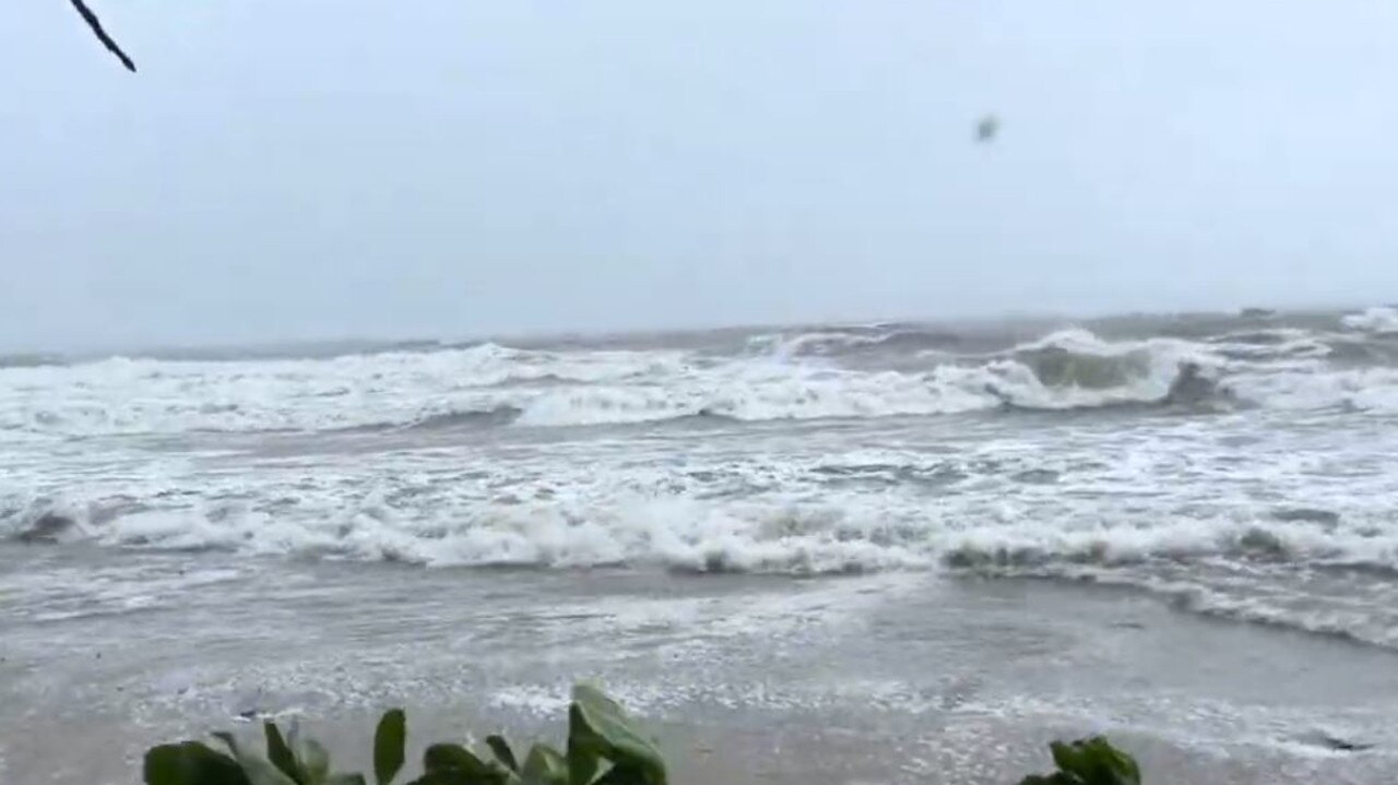 Rough seas of Port Douglas's famous Four Mile Beach. Picture: Liam Kidston