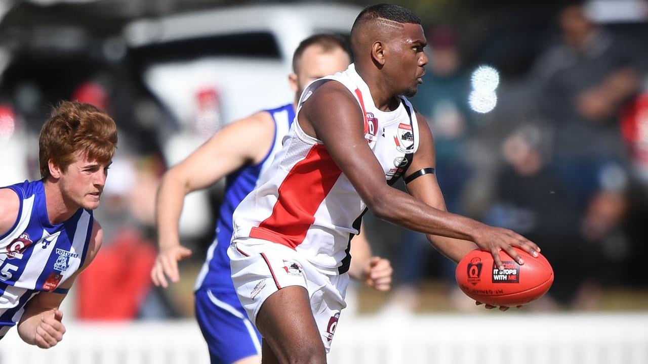 Brisbane Lions academy prospect Blake Coleman starred for Morningside in the QAFL grand final. Picture: Highflyer Images