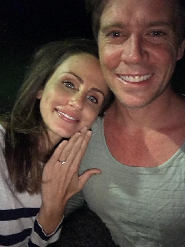 Channel 7 News presenter Amanda Abate snapped a photo after getting engaged to Brent Beauchamp on the Gold Coast on Saturday. Photo: Supplied