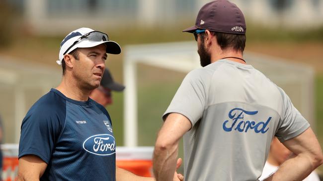 Geelong coach Chris Scott with Scarlett. Picture: Alison Wynd