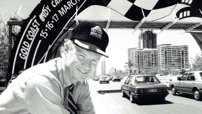 Premier Wayne Goss inspecting the Indy track.