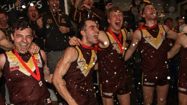 Boronia celebrates its 2023 Division 2 premiership. Picture: Davis Harrigan