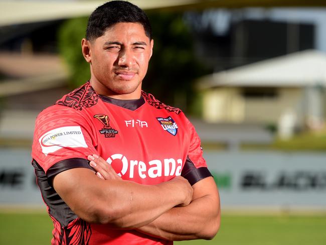 Cowboys player Jason Taumalolo in his RLWC Tonga jersey.