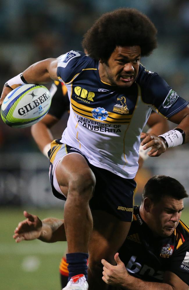 Winger Henry Speight on the charge for the Brumbies.