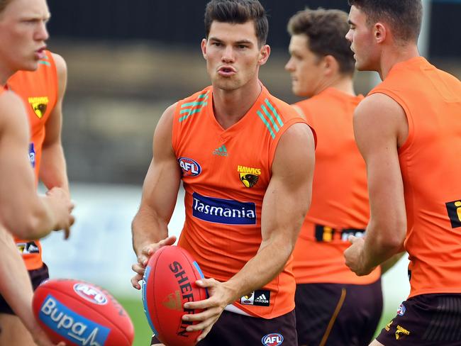 11/03/17 - Hawthorn training at Richmond Oval, ahead of Sunday's pre-season clash with Port Adelaide. Hawks star recruit Jaeger O'MearaPicture: Tom Huntley