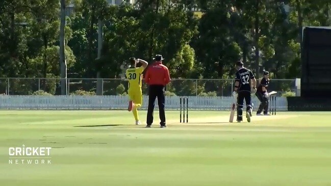 Pat Cummins starts hot with the wickets of Worker and Nicholls