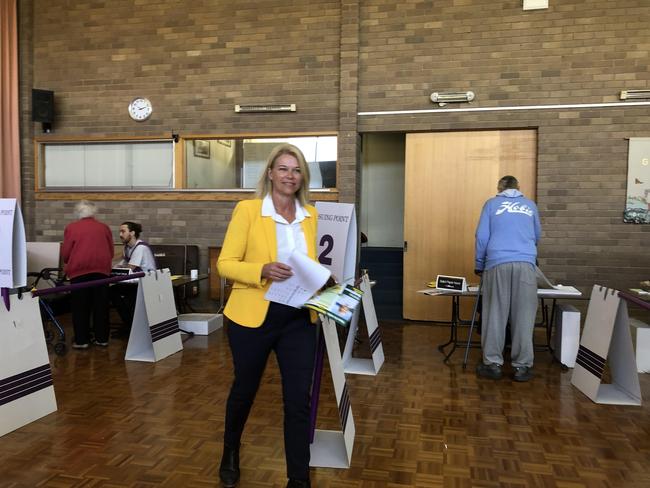 Katrina Hodgkinson casts her vote in Nowra on Saturday.