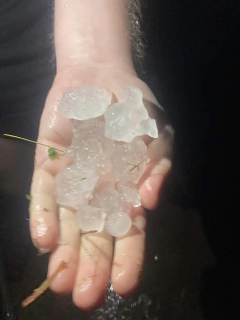 Giant hail recorded by Jai Hobson. Picture: Jai Hobson