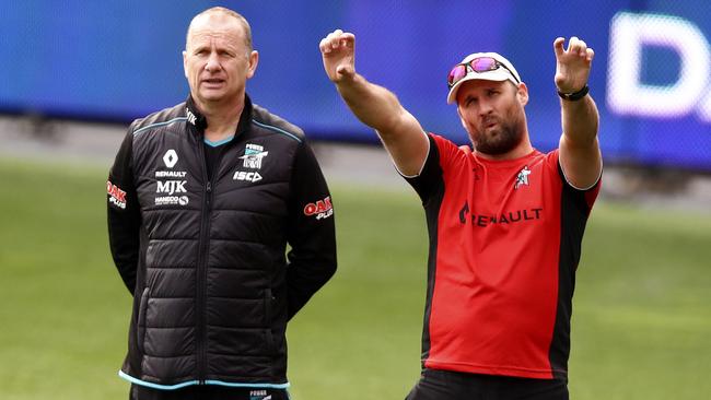 Jacob Surjan (right) is among the candidates to replace Josh Carr as North Adelaide coach. Picture: Sarah Reed