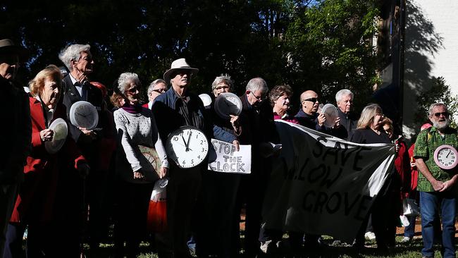 North Parramatta Residents’ Action Group members at Willow Grove last July protest against demolishing Willow Grove. Picture: Danny Aarons