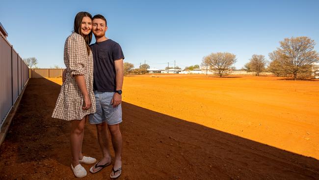 Tom Hennessy and Tessa McDougall purchased a block of land in Quilpie in 2021 as part of the Council’s Home Owner grant. Photo: Leon O'Neil.