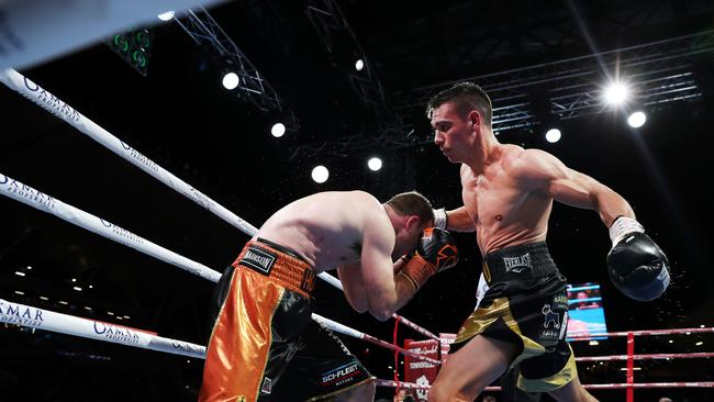 Jeff Horn vs. Tim Tszyu at Queensland Country Bank Stadium. Picture: Alix Sweeney