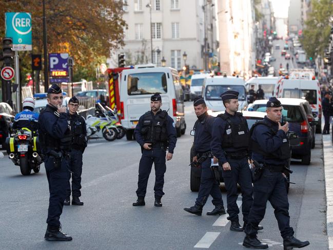 Police officers near Paris prefecture de police (police headquarters). Picture: AFP