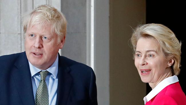 Boris Johnson made clear to Ursula von der Leyen the UK will leave without a deal unless it looks like one is all but completed by October 15. Picture: AFP