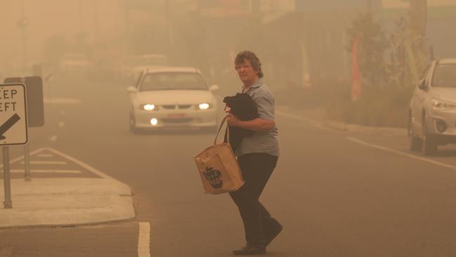 Orbost is shrouded in smoke. Picture: David Crosling