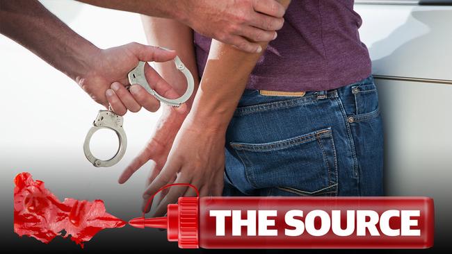A man who was being arrested by police managed to escape arrest, but could still be wearing his handcuffs.