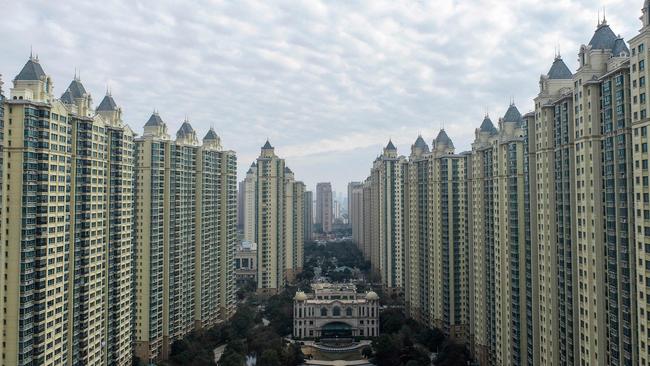 An aerial photo of a housing complex by Chinese property developer Evergrande in Huaian, in China's eastern Jiangsu province. Picture: AFP