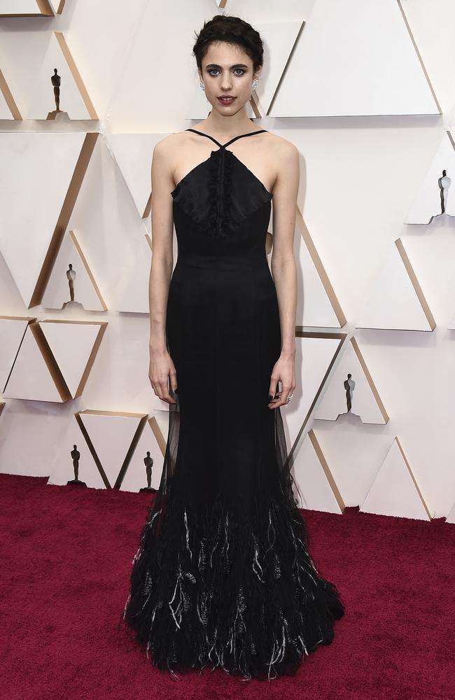 Back to black! Margaret Qualley in Chanel. Picture: AP