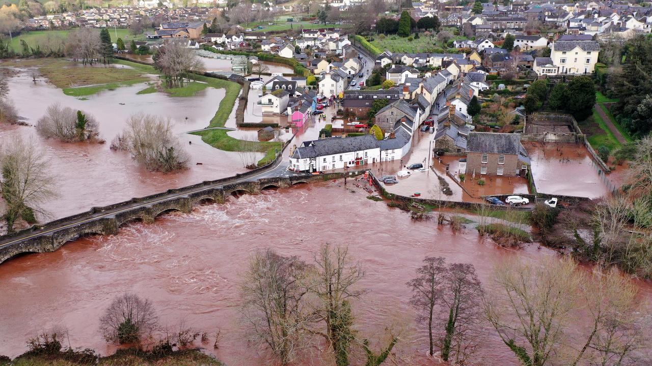 The Welsh village of Crickhowell was cut off as the river Usk burst its banks on February 16. Picture: Christopher Furlong/Getty Images