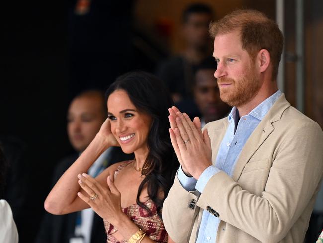 Prince Harry and Meghan in Colombia. Picture: Raul Arboleda/AFP