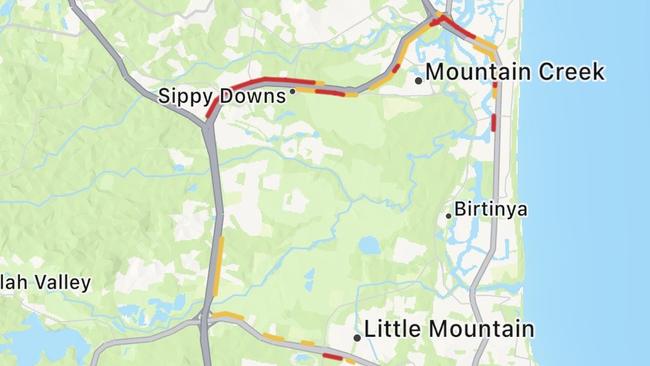 Traffic has been heavily affected after multiple crashes on the Sunshine Coast in Forest Glen, Sippy Downs and Buderim.