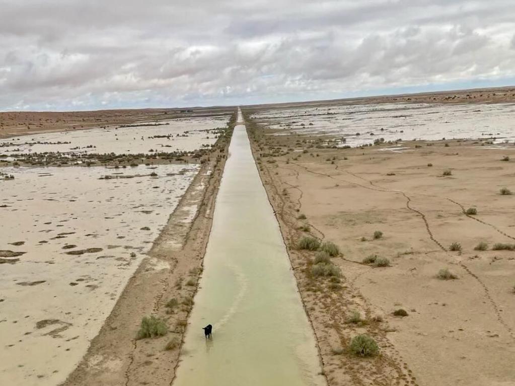 William Creek Hotel facebook post showing flooding on the Birdsville Track - The amount of rain has turned the Birdsville track into a Chanel while waters in the Diamintina race towards Birdsville. Photo: Supplied