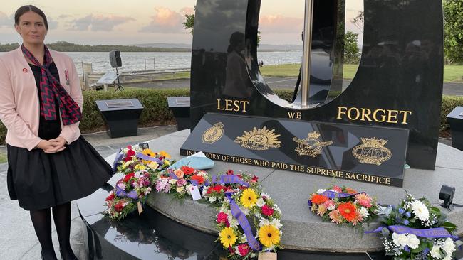 Captain Elizabeth Wells of the Army’s 41st Battalion Royal New South Wales Regiment at the Ballina Dawn Service. Picture: Gianni Francis