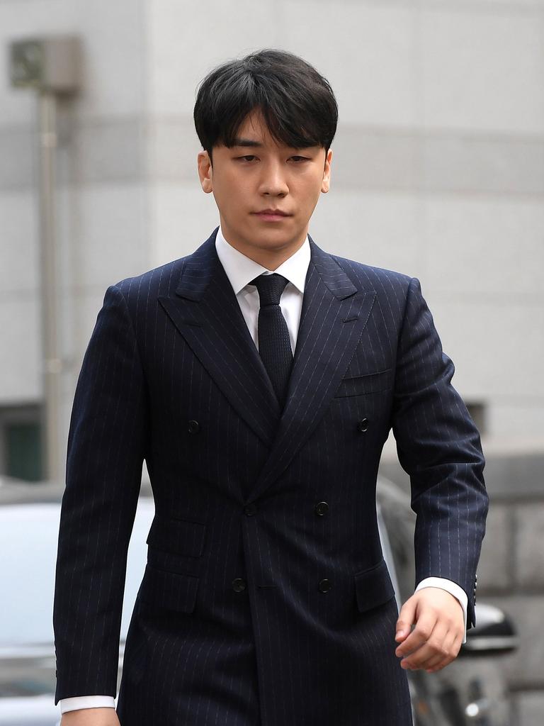 Seungri, a member of the K-pop boy group BIGBANG, arrives for questioning over criminal allegations at the Seoul Metropolitan Police Agency in Seoul. Picture: AFP