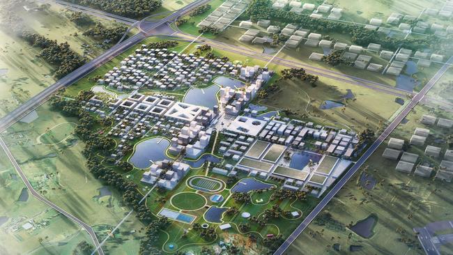 Concept images of property developer BHL's Northern Gateway City, located at the Western Sydney Aerotropolis at Badgerys Creek.
