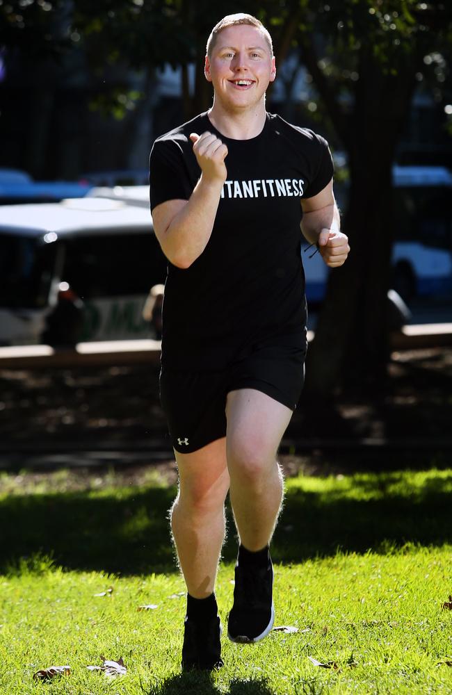 Paul Moore training in Sydney’s Hyde Park Picture: Richard Dobson