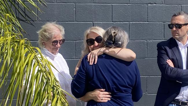 Lyn Townsend became emotional speaking in front of the group. Holdfast Bay Mayor Amanda Wilson consoled her. Picture: Dixie Sulda