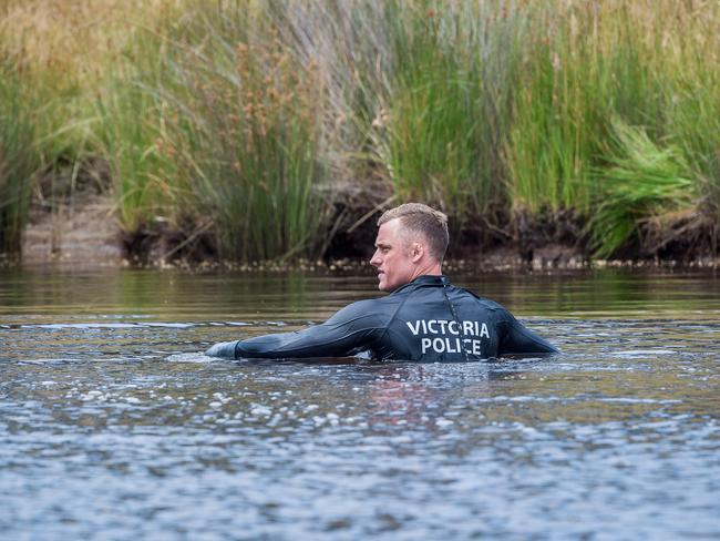 Police search for Karen Ristevski near Toolern Vale. Picture: Jake Nowakowski