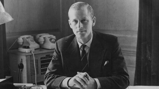 Prince Philip at his desk at Clarence House. Picture: Getty Images.